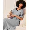 Ekouaer Long Nightgown, Womens V Neck Loungewear Oversized Sleepwear Loose Sleep Dress S-4XL(Light Grey)