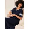 Ekouaer Long Nightgown, Womens V Neck Loungewear Oversized Sleepwear Loose Sleep Dress S-4XL(Navy Blue)