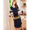 Ekouaer Long Nightgown, Womens V Neck Loungewear Oversized Sleepwear Loose Sleep Dress S-4XL(Navy Blue)