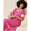 Ekouaer Long Nightgown, Womens V Neck Loungewear Oversized Sleepwear Loose Sleep Dress S-4XL(Peach Pink)