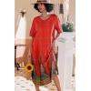 Ekouaer Long Nightgown, Womens V Neck Loungewear Oversized Sleepwear Loose Sleep Dress S-4XL(Peacock Feather)