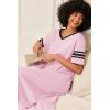 Ekouaer Long Nightgown, Womens V Neck Loungewear Oversized Sleepwear Loose Sleep Dress S-4XL(Pink)
