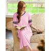 Ekouaer Long Nightgown, Womens V Neck Loungewear Oversized Sleepwear Loose Sleep Dress S-4XL(Pink)