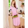 Ekouaer Long Nightgown, Womens V Neck Loungewear Oversized Sleepwear Loose Sleep Dress S-4XL(Pink)