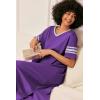 Ekouaer Long Nightgown, Womens V Neck Loungewear Oversized Sleepwear Loose Sleep Dress S-4XL(Purple)