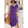 Ekouaer Long Nightgown, Womens V Neck Loungewear Oversized Sleepwear Loose Sleep Dress S-4XL(Purple)