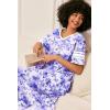 Ekouaer Long Nightgown, Womens V Neck Loungewear Oversized Sleepwear Loose Sleep Dress S-4XL(Purple Watercolor Flowers)