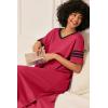 Ekouaer Long Nightgown, Womens V Neck Loungewear Oversized Sleepwear Loose Sleep Dress S-4XL(Watermelon Red)