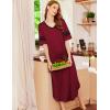 Ekouaer Long Nightgown, Womens V Neck Loungewear Oversized Sleepwear Loose Sleep Dress S-4XL(Wine Red)