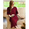 Ekouaer Long Nightgown, Womens V Neck Loungewear Oversized Sleepwear Loose Sleep Dress S-4XL(Wine Red)