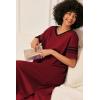 Ekouaer Long Nightgown, Womens V Neck Loungewear Oversized Sleepwear Loose Sleep Dress S-4XL(Wine Red)