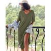 Ekouaer Long Nightgown for Women Short Sleeve Sleepwear Plus Size Loungewear with Pockets M-5XL(Army Green)