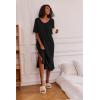 Ekouaer Long Nightgown for Women Short Sleeve Sleepwear Plus Size Loungewear with Pockets M-5XL(Black)