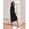 Ekouaer Long Nightgown for Women Short Sleeve Sleepwear Plus Size Loungewear with Pockets M-5XL(Black Eyelash)