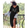 Ekouaer Long Nightgown for Women Short Sleeve Sleepwear Plus Size Loungewear with Pockets M-5XL(Black Eyelash)