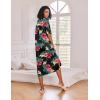 Ekouaer Long Nightgown for Women Short Sleeve Sleepwear Plus Size Loungewear with Pockets M-5XL(Black Floral)
