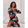 Ekouaer Long Nightgown for Women Short Sleeve Sleepwear Plus Size Loungewear with Pockets M-5XL(Black Floral)