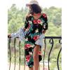 Ekouaer Long Nightgown for Women Short Sleeve Sleepwear Plus Size Loungewear with Pockets M-5XL(Black Floral)