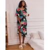 Ekouaer Long Nightgown for Women Short Sleeve Sleepwear Plus Size Loungewear with Pockets M-5XL(Black Floral)