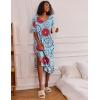 Ekouaer Long Nightgown for Women Short Sleeve Sleepwear Plus Size Loungewear with Pockets M-5XL(Blue Circles)