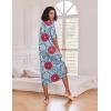 Ekouaer Long Nightgown for Women Short Sleeve Sleepwear Plus Size Loungewear with Pockets M-5XL(Blue Circles)