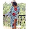 Ekouaer Long Nightgown for Women Short Sleeve Sleepwear Plus Size Loungewear with Pockets M-5XL(Blue Circles)