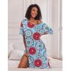 Ekouaer Long Nightgown for Women Short Sleeve Sleepwear Plus Size Loungewear with Pockets M-5XL(Blue Circles)