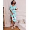 Ekouaer Long Nightgown for Women Short Sleeve Sleepwear Plus Size Loungewear with Pockets M-5XL(Blue Floral)