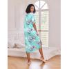 Ekouaer Long Nightgown for Women Short Sleeve Sleepwear Plus Size Loungewear with Pockets M-5XL(Blue Floral)