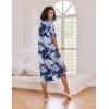 Ekouaer Long Nightgown for Women Short Sleeve Sleepwear Plus Size Loungewear with Pockets M-5XL(Blue Tie Dye)