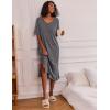 Ekouaer Long Nightgown for Women Short Sleeve Sleepwear Plus Size Loungewear with Pockets M-5XL(Dark Grey)