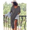 Ekouaer Long Nightgown for Women Short Sleeve Sleepwear Plus Size Loungewear with Pockets M-5XL(Dark Grey)