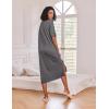 Ekouaer Long Nightgown for Women Short Sleeve Sleepwear Plus Size Loungewear with Pockets M-5XL(Dark Grey)