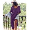 Ekouaer Long Nightgown for Women Short Sleeve Sleepwear Plus Size Loungewear with Pockets M-5XL(Dark Purple)