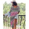 Ekouaer Long Nightgown for Women Short Sleeve Sleepwear Plus Size Loungewear with Pockets M-5XL(Ethnic Rose Red)