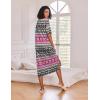 Ekouaer Long Nightgown for Women Short Sleeve Sleepwear Plus Size Loungewear with Pockets M-5XL(Ethnic Rose Red)
