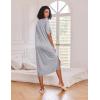 Ekouaer Long Nightgown for Women Short Sleeve Sleepwear Plus Size Loungewear with Pockets M-5XL(Grey)