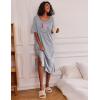 Ekouaer Long Nightgown for Women Short Sleeve Sleepwear Plus Size Loungewear with Pockets M-5XL(Grey)