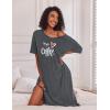 Ekouaer Long Nightgown for Women Short Sleeve Sleepwear Plus Size Loungewear with Pockets M-5XL(Medium Grey)