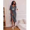Ekouaer Long Nightgown for Women Short Sleeve Sleepwear Plus Size Loungewear with Pockets M-5XL(Medium Grey)