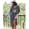 Ekouaer Long Nightgown for Women Short Sleeve Sleepwear Plus Size Loungewear with Pockets M-5XL(Medium Grey)