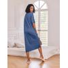 Ekouaer Long Nightgown for Women Short Sleeve Sleepwear Plus Size Loungewear with Pockets M-5XL(Navy)