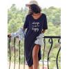 Ekouaer Long Nightgown for Women Short Sleeve Sleepwear Plus Size Loungewear with Pockets M-5XL(Navy Blue)