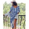 Ekouaer Long Nightgown for Women Short Sleeve Sleepwear Plus Size Loungewear with Pockets M-5XL(Navy Blue Flower)