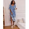 Ekouaer Long Nightgown for Women Short Sleeve Sleepwear Plus Size Loungewear with Pockets M-5XL(Navy Blue Flower)
