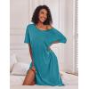 Ekouaer Long Nightgown for Women Short Sleeve Sleepwear Plus Size Loungewear with Pockets M-5XL(Peacock Blue)
