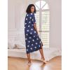 Ekouaer Long Nightgown for Women Short Sleeve Sleepwear Plus Size Loungewear with Pockets M-5XL(Star Print)