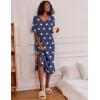 Ekouaer Long Nightgown for Women Short Sleeve Sleepwear Plus Size Loungewear with Pockets M-5XL(Star Print)