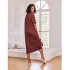 Ekouaer Long Nightgown for Women Short Sleeve Sleepwear Plus Size Loungewear with Pockets M-5XL(Wine Red)