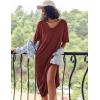 Ekouaer Long Nightgown for Women Short Sleeve Sleepwear Plus Size Loungewear with Pockets M-5XL(Wine Red)
